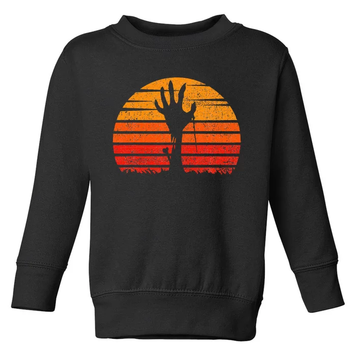 Halloween Zombie Hand Scary Costume Vintage Retro Sunset Toddler Sweatshirt