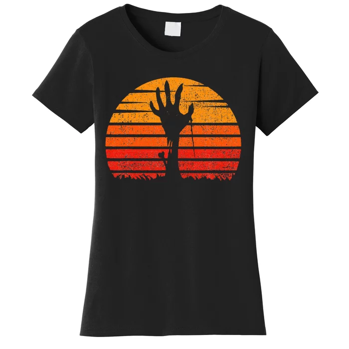 Halloween Zombie Hand Scary Costume Vintage Retro Sunset Women's T-Shirt