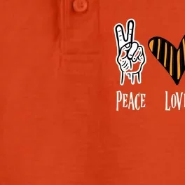 Halloween Zombie Outfit Peace Love Halloween Funny Gift Dry Zone Grid Performance Polo