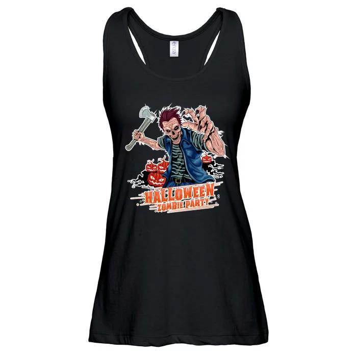 Halloween Zombie Party Pumpkin Patch Zombies Funny Ladies Essential Flowy Tank