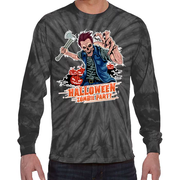 Halloween Zombie Party Pumpkin Patch Zombies Funny Tie-Dye Long Sleeve Shirt