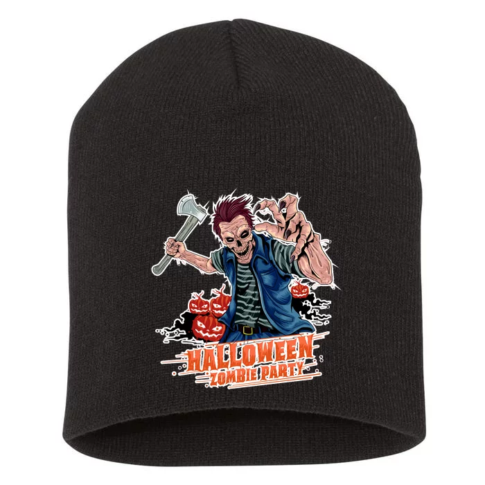 Halloween Zombie Party Pumpkin Patch Zombies Funny Short Acrylic Beanie