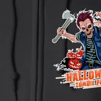 Halloween Zombie Party Pumpkin Patch Zombies Funny Full Zip Hoodie