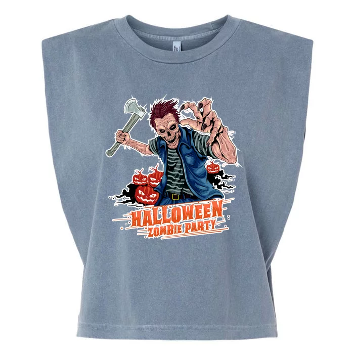 Halloween Zombie Party Pumpkin Patch Zombies Funny Garment-Dyed Women's Muscle Tee