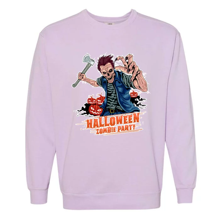 Halloween Zombie Party Pumpkin Patch Zombies Funny Garment-Dyed Sweatshirt