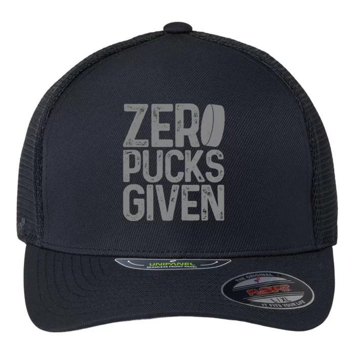 Hockey Zero Pucks Given Funny Hockey Player Goalie Flexfit Unipanel Trucker Cap