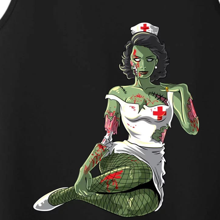 Halloween Zombie Pin Up Nurse Lady Gift Performance Tank