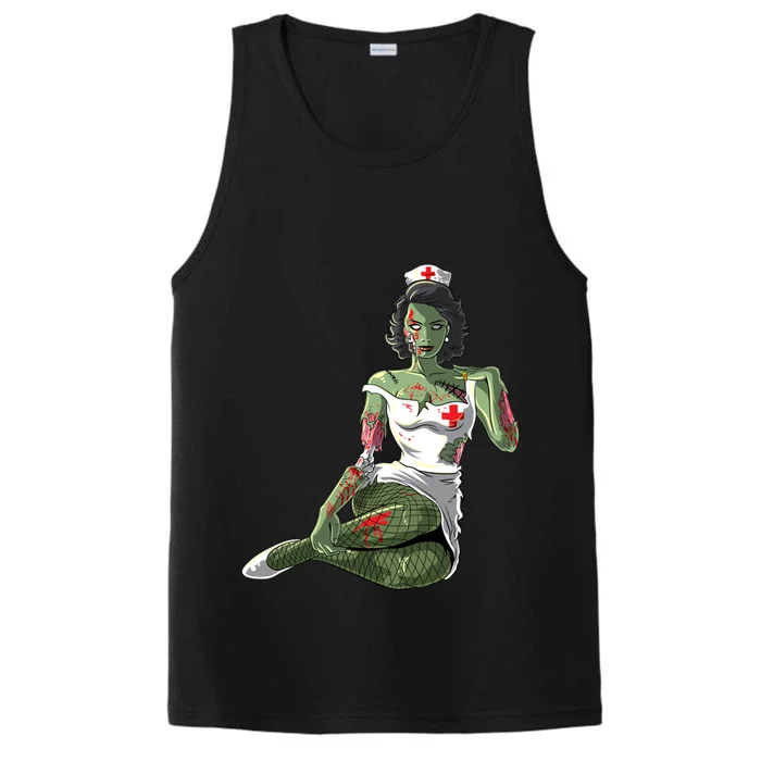 Halloween Zombie Pin Up Nurse Lady Gift Performance Tank