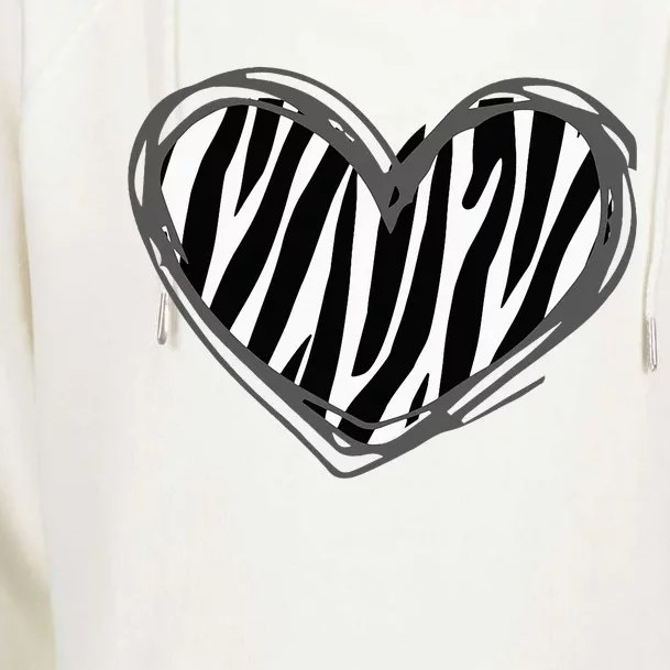 Heart Zebra Print For Zebra Lover Womens Funnel Neck Pullover Hood