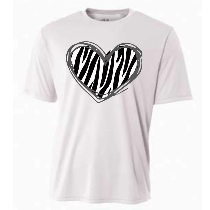 Heart Zebra Print For Zebra Lover Cooling Performance Crew T-Shirt