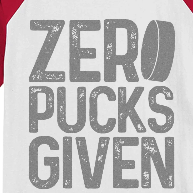 Hockey Zero Pucks Given Funny Hockey Player Goalie Kids Colorblock Raglan Jersey