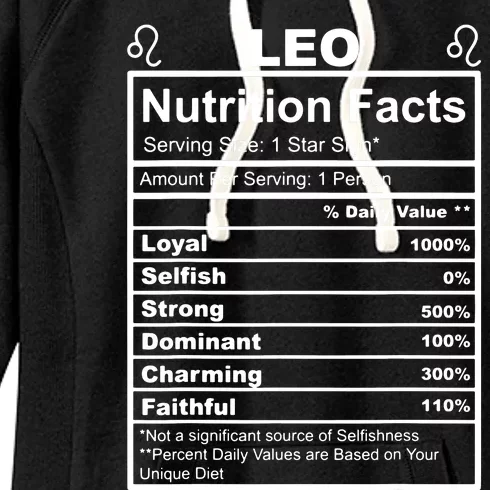 Horoscope Zodiac Sign Astrology Nutrition Facts Leo Women's Fleece Hoodie