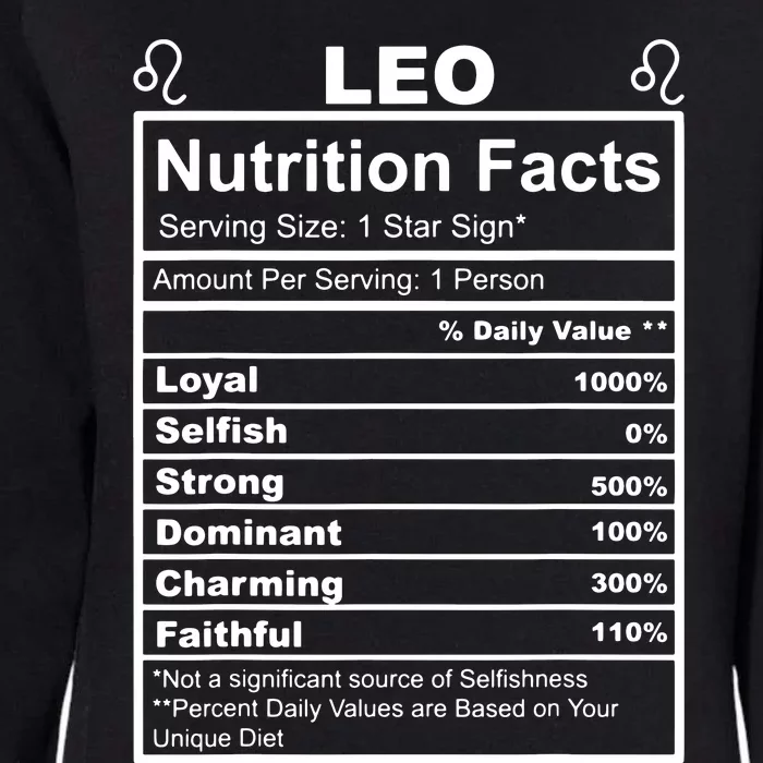 Horoscope Zodiac Sign Astrology Nutrition Facts Leo Womens California Wash Sweatshirt