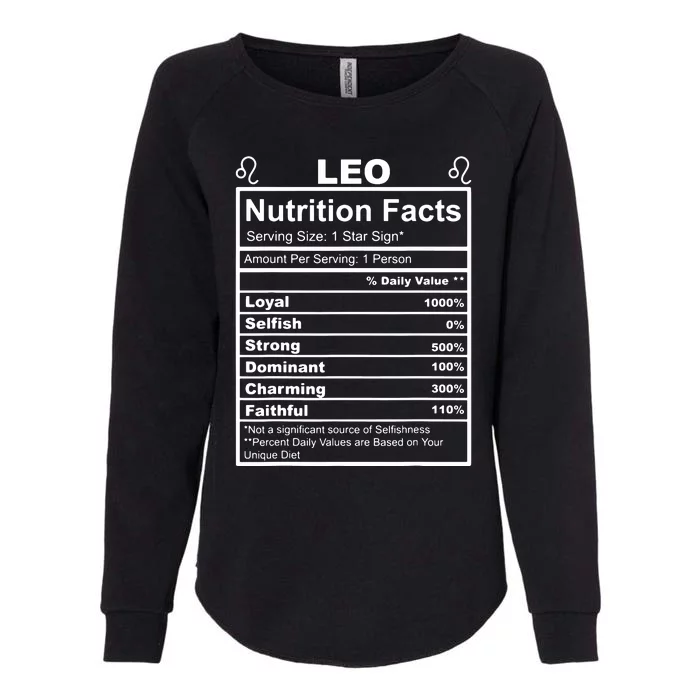 Horoscope Zodiac Sign Astrology Nutrition Facts Leo Womens California Wash Sweatshirt