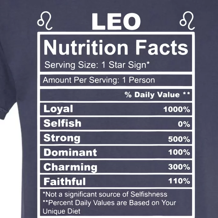 Horoscope Zodiac Sign Astrology Nutrition Facts Leo Garment-Dyed Heavyweight T-Shirt