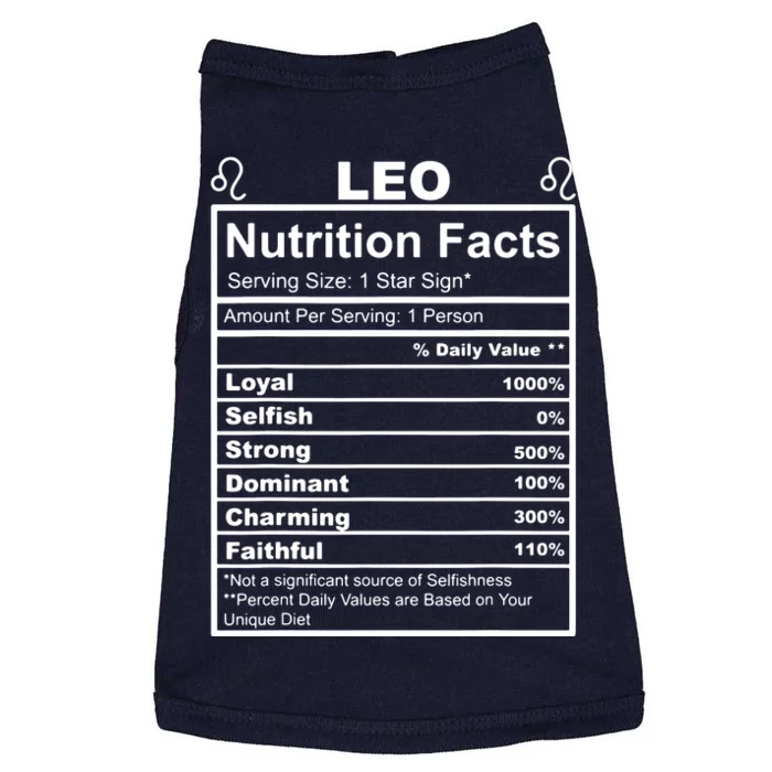 Horoscope Zodiac Sign Astrology Nutrition Facts Leo Doggie Tank