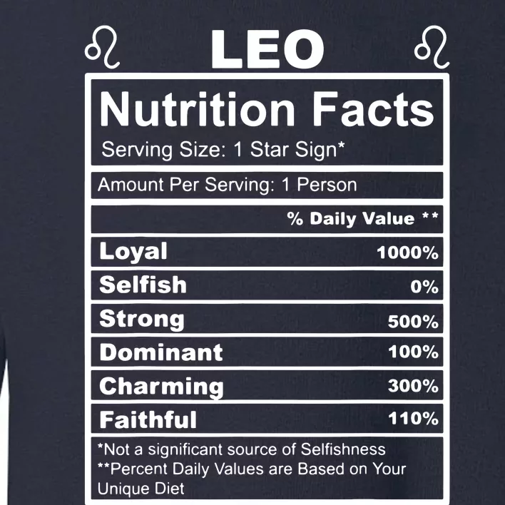 Horoscope Zodiac Sign Astrology Nutrition Facts Leo Toddler Sweatshirt