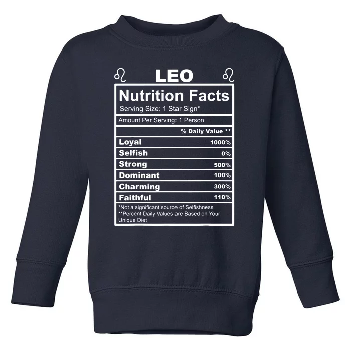 Horoscope Zodiac Sign Astrology Nutrition Facts Leo Toddler Sweatshirt