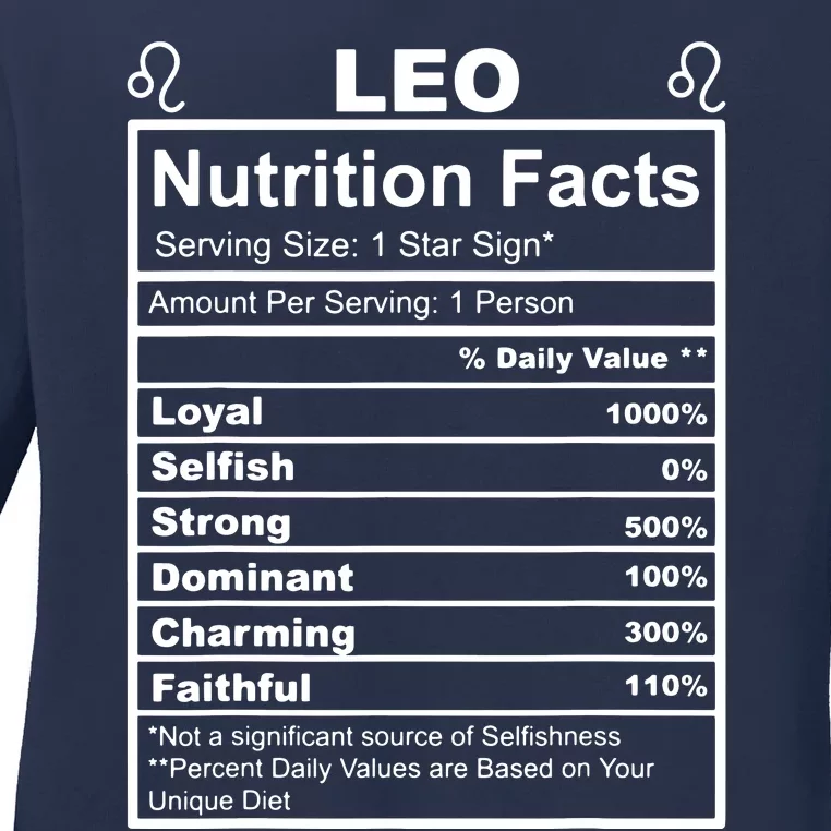 Horoscope Zodiac Sign Astrology Nutrition Facts Leo Ladies Long Sleeve Shirt