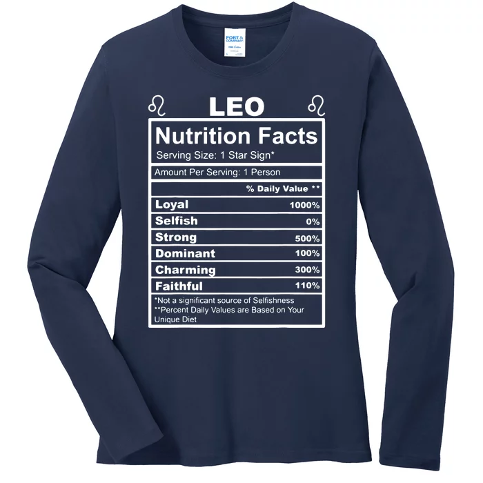 Horoscope Zodiac Sign Astrology Nutrition Facts Leo Ladies Long Sleeve Shirt