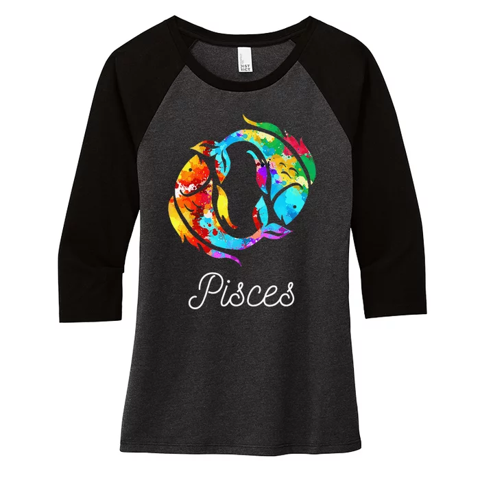 Horoscope Zodiac Sign Pisces Women's Tri-Blend 3/4-Sleeve Raglan Shirt