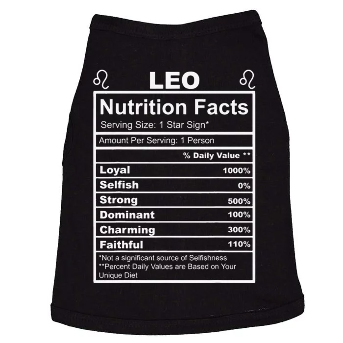 Horoscope Zodiac Sign Astrology Nutrition Facts Leo Doggie Tank