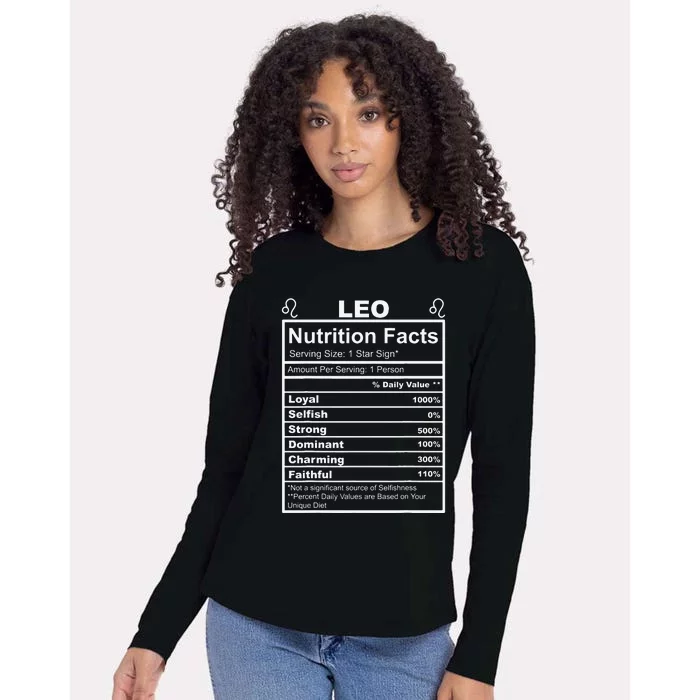 Horoscope Zodiac Sign Astrology Nutrition Facts Leo Womens Cotton Relaxed Long Sleeve T-Shirt