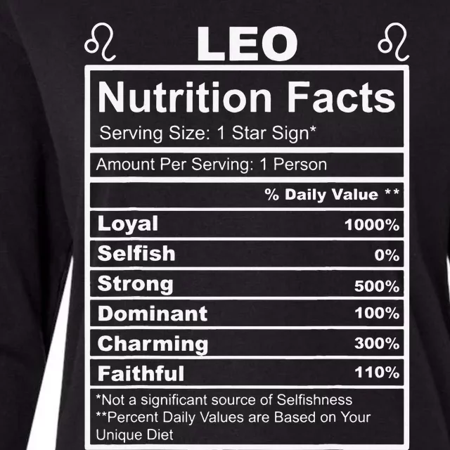 Horoscope Zodiac Sign Astrology Nutrition Facts Leo Womens Cotton Relaxed Long Sleeve T-Shirt