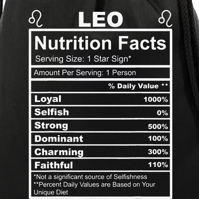 Horoscope Zodiac Sign Astrology Nutrition Facts Leo Drawstring Bag