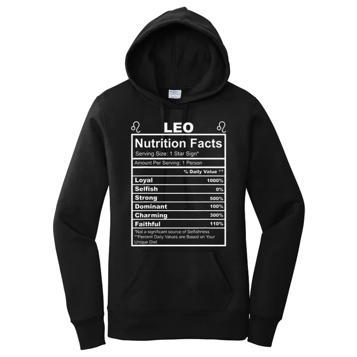 Horoscope Zodiac Sign Astrology Nutrition Facts Leo Women's Pullover Hoodie