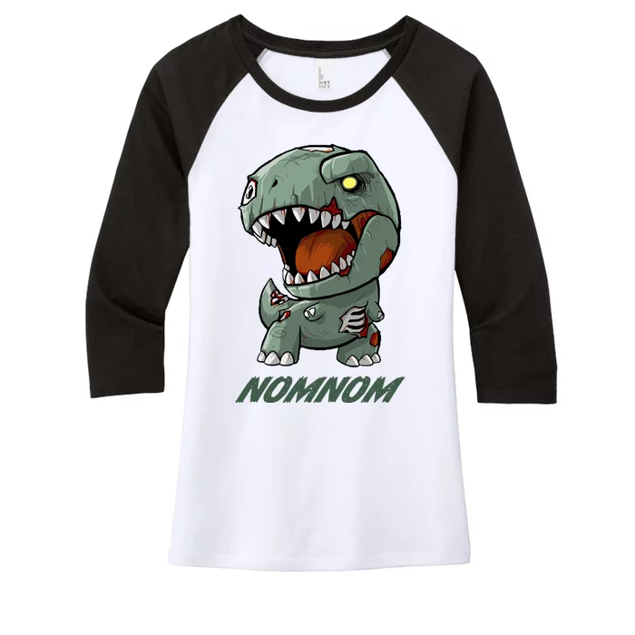 Halloween Zombie Trex NomNom Women's Tri-Blend 3/4-Sleeve Raglan Shirt