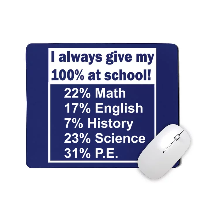 I Always Give My 100 Percent At School Mousepad