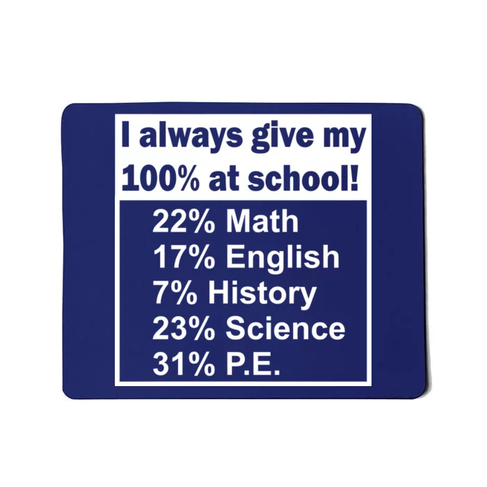 I Always Give My 100 Percent At School Mousepad