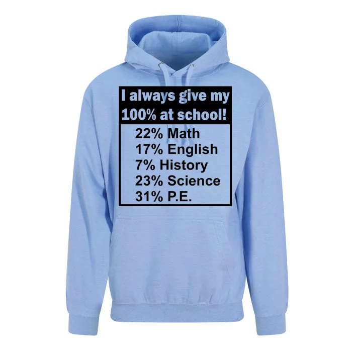 I Always Give My 100 Percent At School Unisex Surf Hoodie