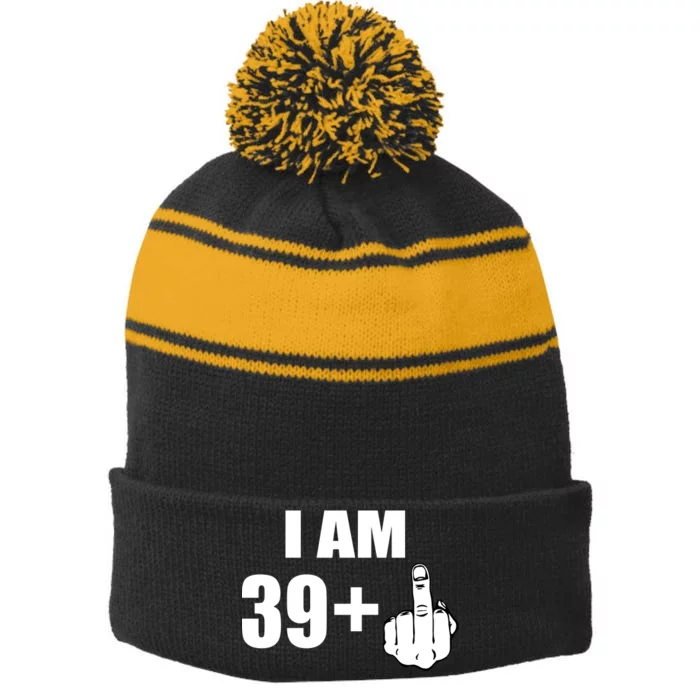 I Am 40 Middle Finger Stripe Pom Pom Beanie