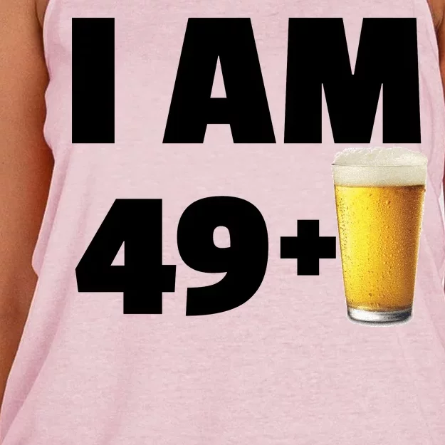 I Am 49 Plus Beer 50th Birthday Women's Knotted Racerback Tank