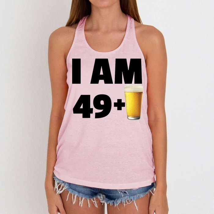 I Am 49 Plus Beer 50th Birthday Women's Knotted Racerback Tank