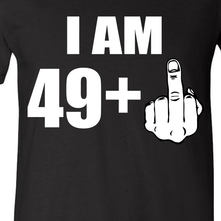 I Am 50 Middle Finger Funny 50th Birthday Gift T-Shirt V-Neck T-Shirt