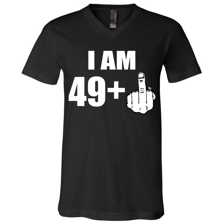 I Am 50 Middle Finger Funny 50th Birthday Gift T-Shirt V-Neck T-Shirt