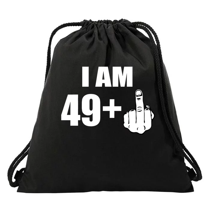 I Am 50 Middle Finger Funny 50th Birthday Gift T-Shirt Drawstring Bag