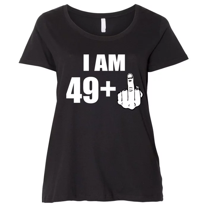 I Am 50 Middle Finger Funny 50th Birthday Gift T-Shirt Women's Plus Size T-Shirt