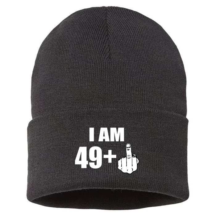 I Am 50 Middle Finger Funny 50th Birthday Gift T-Shirt Sustainable Knit Beanie