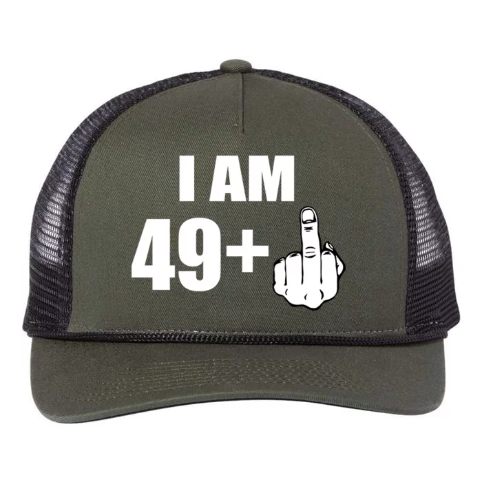 I Am 50 Middle Finger Funny 50th Birthday Gift T-Shirt Retro Rope Trucker Hat Cap