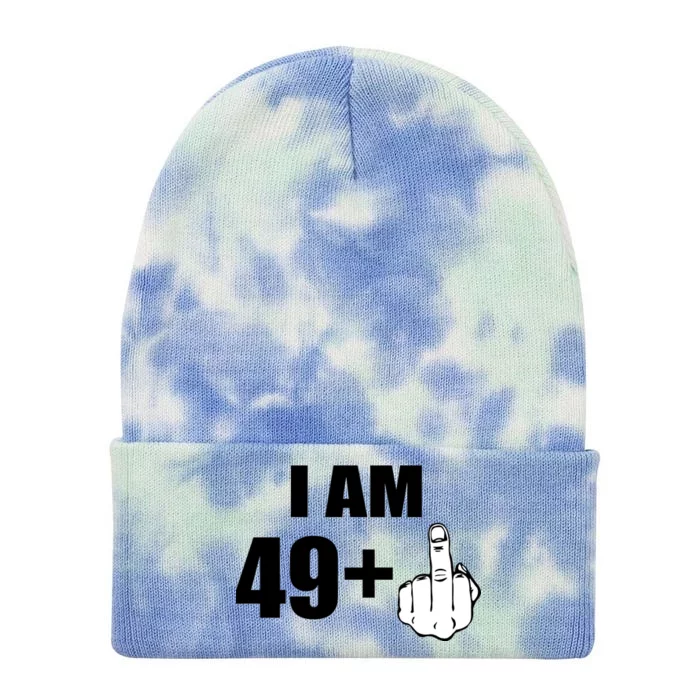 I Am 50 Middle Finger Funny 50th Birthday Gift T-Shirt Tie Dye 12in Knit Beanie