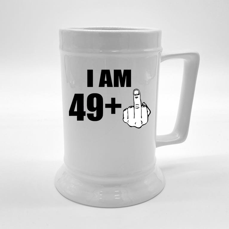 I Am 50 Middle Finger Funny 50th Birthday Gift T-Shirt Beer Stein