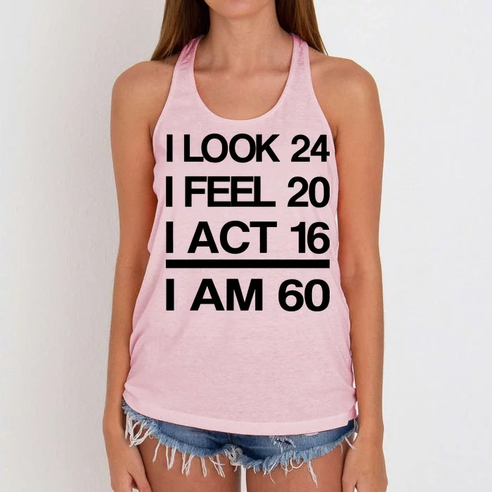 I Am 60 Funny 60th Birthday Women's Knotted Racerback Tank