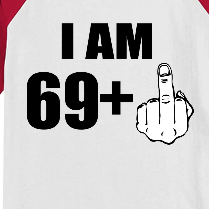 I Am 70 Middle Finger 70th Birthday Gift Kids Colorblock Raglan Jersey