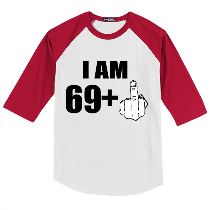 I Am 70 Middle Finger 70th Birthday Gift Kids Colorblock Raglan Jersey