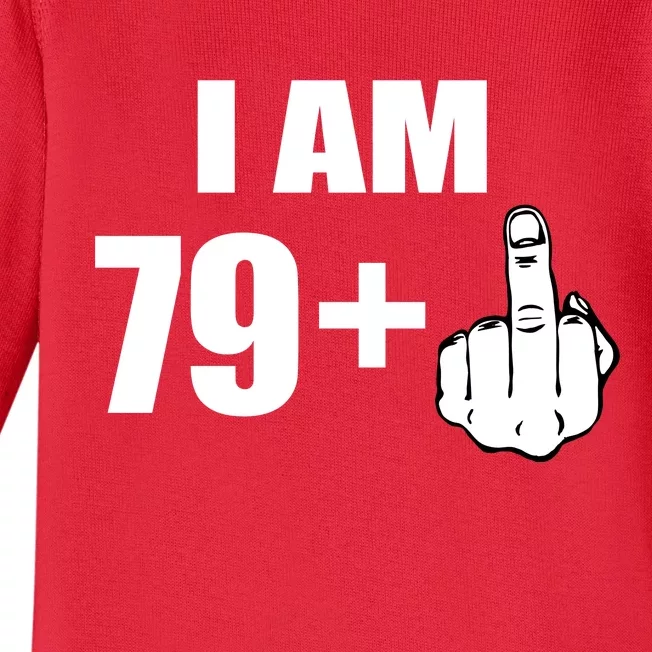 I Am 80 Middle Finger 80th Birthday Gift Baby Long Sleeve Bodysuit