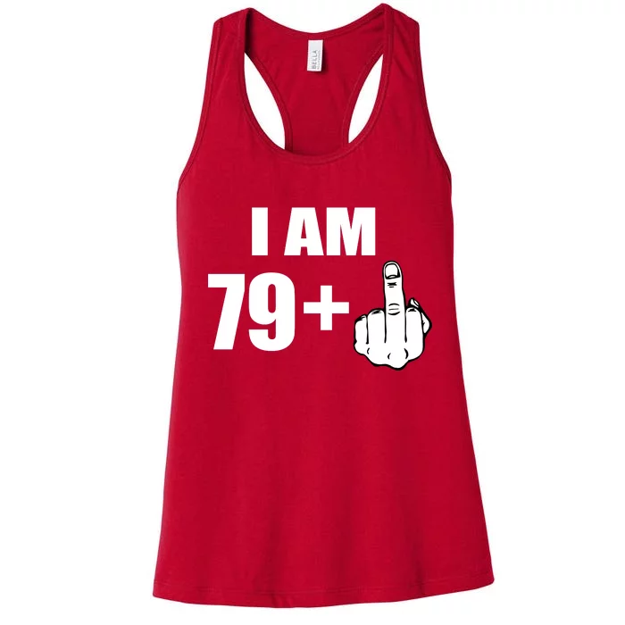 I Am 80 Middle Finger 80th Birthday Gift Women's Racerback Tank